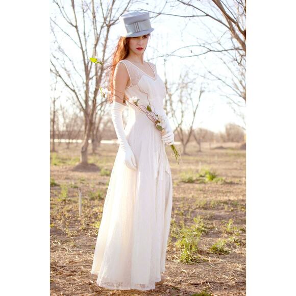 VTG 50s Wedding DRESS Emma Domb Hollywood Starlet Romantic Empire Waist Sz 8/10 - Picture 5 of 5